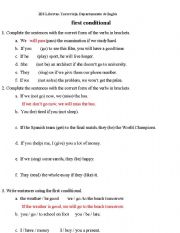 English Worksheet: First conditional grammar rules