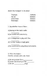 English Worksheet: road safty and rules