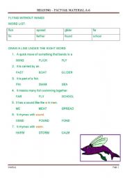 English Worksheet: SCAFFOLDED READING OF FACTUAL MATERIAL AGE 6