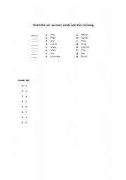 English Worksheet: Wh question words meaning