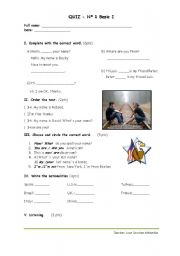 English worksheet: Quiz elementary
