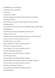 English worksheet: quiz questions