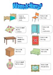 English Worksheet: Prepositions: wheres Harry?