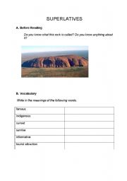 English Worksheet: Uluru - the superlative form
