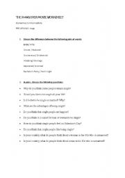 The Hangover movie worksheet