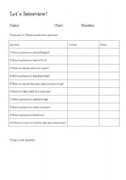 English worksheet: Present Perfect Continuous Interview