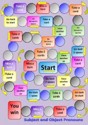 Subject and Object Pronouns Board Game