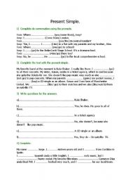 English Worksheet: verb excersises