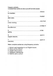 English worksheet: frequency adverbs exercises