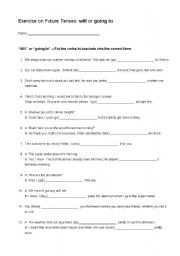 English Worksheet: Fill in the right future-form using 