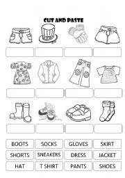 English Worksheet: CLOTHES CUT AND PASTE