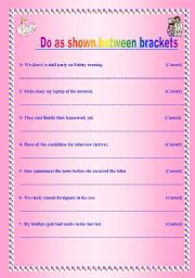 English worksheet: Do as shown between brackets