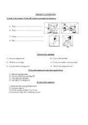 English Worksheet: Present Continuous Tense