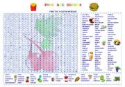 English Worksheet: WORDSEARCH FOOD AND DRINKS