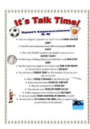 English Worksheet: Talk Time #6 - Sport Expressions A-B