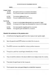 English Worksheet: Active & Passive