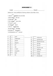 English Worksheet: Article a-an