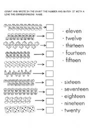 numbers from 11 to 20 esl worksheet by allebram