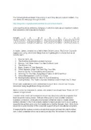 English Worksheet: what should schools teach?