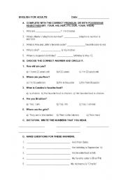 English Worksheet: English for elementary