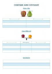 English Worksheet: comparison & contrast graphic organizer