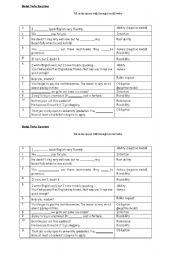 English Worksheet: modal verbs 