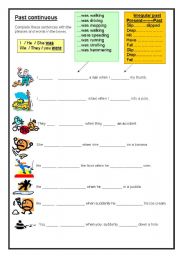 English Worksheet: Past continuous- beginners