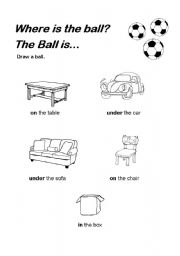 English worksheet: Where is the ball