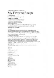 English Worksheet: My Favorite Recipe