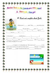 English Worksheet: Verb to be Present and Past + Have got - Has got
