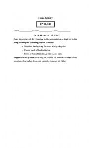 English Worksheet: Short Story: Clearing In The Sky