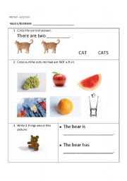 English Worksheet: ESL K/1 Pretest