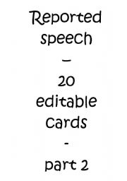 Reported / Indirect Speech  Cards - Quotations II/II (Editable)