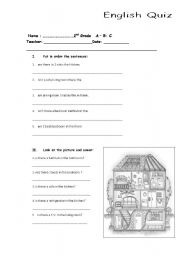 English Worksheet: review hous- there is there are 