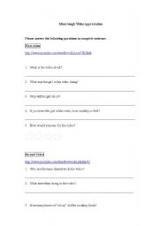 English worksheet: Must Laugh Video Appreciation Worksheet