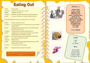 English Worksheet: Eating out - menu - dialogue