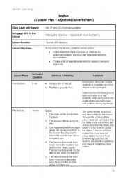 English Worksheet: Lesson Plan - Adjectives