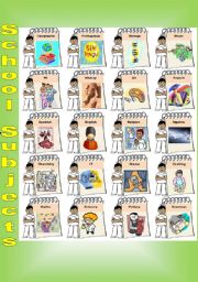 School Subjects Poster and exercises - 2 pages