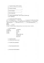 English Worksheet: communicative activities, dialogues, questions