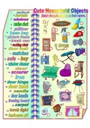 English Worksheet: Cute Household Objects **fully editable