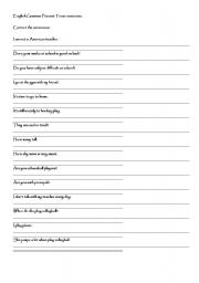 English Worksheet: Present Tense Grammar Exercises