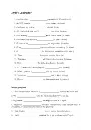 English Worksheet: will or going to