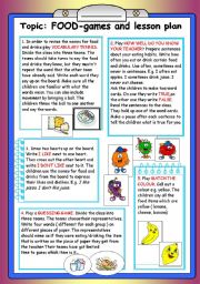 English Worksheet: food-lesson plan and games