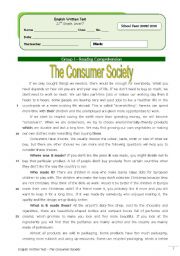 The Consumer Society (11th grade) + correction