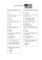 English Worksheet: Do you know the USA? A Quiz