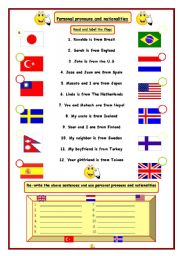 English Worksheet: nationalities/personal pronouns