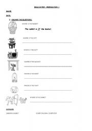 English Worksheet: PREPOSITIONS FOR KIDS