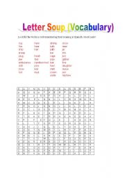 English Worksheet: Letter Soup (Vocabulary)