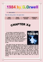 Reading time!!! 1984 by GEORGE ORWELL - Cloze activity 1 (Extract from chaper 20). (4 pages - KEY included)