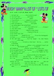 English Worksheet: MUCH - MANY - A LOT OF - LOTS OF